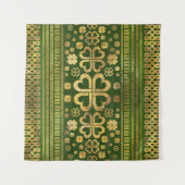 Shamrock Four-leaf Clover Green Wood en Gold Wandkleed (Voorkant (horizontaal))