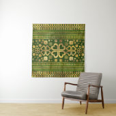 Shamrock Four-leaf Clover Green Wood en Gold Wandkleed (In situ)