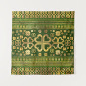 Shamrock Four-leaf Clover Green Wood en Gold Wandkleed (Voorkant)