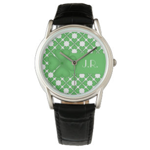 Shamrock Four leaf Clover Hearts Patroon Customiza Horloge