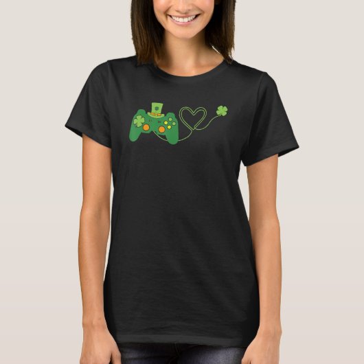 Shamrock Game Controller Video Gaming St Patrick's T-shirt (Voorkant)