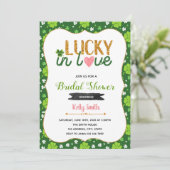 Shamrock gelukkig in liefde shower uitnodiging (Staand voorkant)