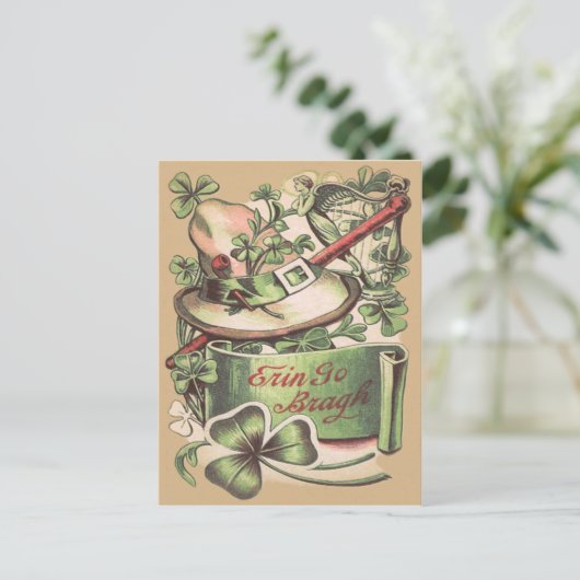 Shamrock gesp Petten pijp Shillelagh Briefkaart (Staand voorkant)