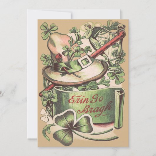 Shamrock Gespte Hoed Pijp Shillelagh Kaart (Voorkant)