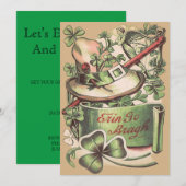 Shamrock Gespte Hoed Pijp Shillelagh Kaart (Voorkant / Achterkant)