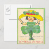  Shamrock Girl St Patrick's Wenskaart Briefkaart (Voorkant / Achterkant)