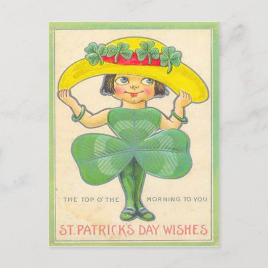  Shamrock Girl St Patrick's Wenskaart Briefkaart (Voorkant)