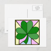 Shamrock Glas in lood Window Briefkaart (Voorkant / Achterkant)