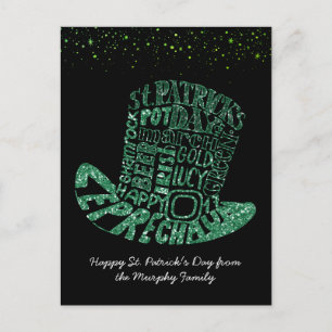 Shamrock Glitter Leprechaun   St. Patrick's Day Briefkaart