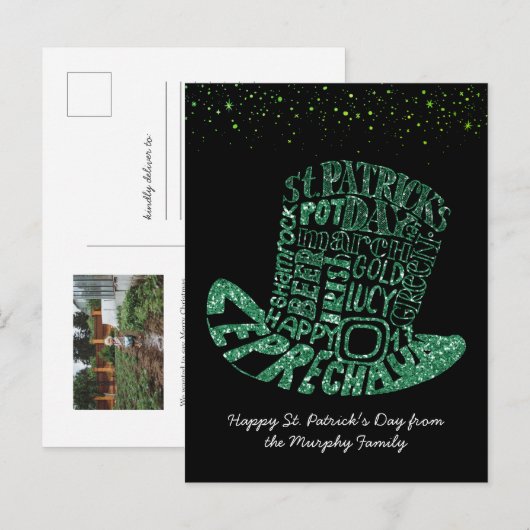 Shamrock Glitter Leprechaun | St. Patrick's Day Briefkaart (Voorkant / Achterkant)