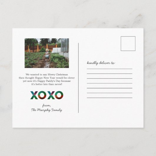 Shamrock Glitter Leprechaun | St. Patrick's Day Briefkaart (Achterkant)