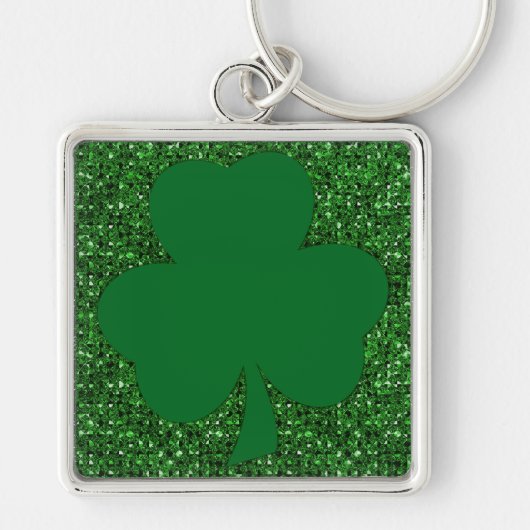 Shamrock Glitter Sleutelhanger (Voorkant)