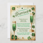 Shamrock Glitter St Patrick's Day Party Fest Kaart (Voorkant)