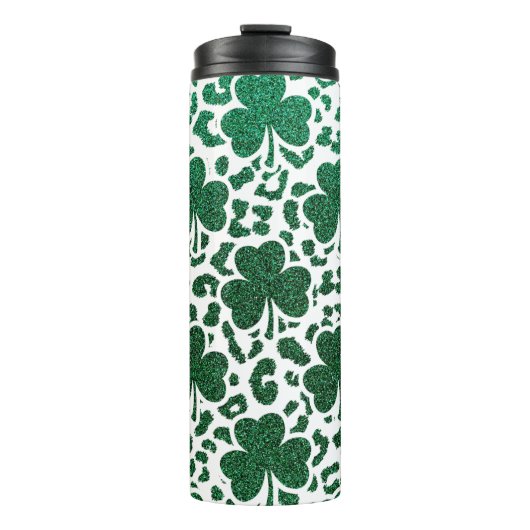 Shamrock Glitter Thermosbeker (Voorkant)