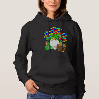 Shamrock Gnome Autism Support Happy St Patricks Da Hoodie