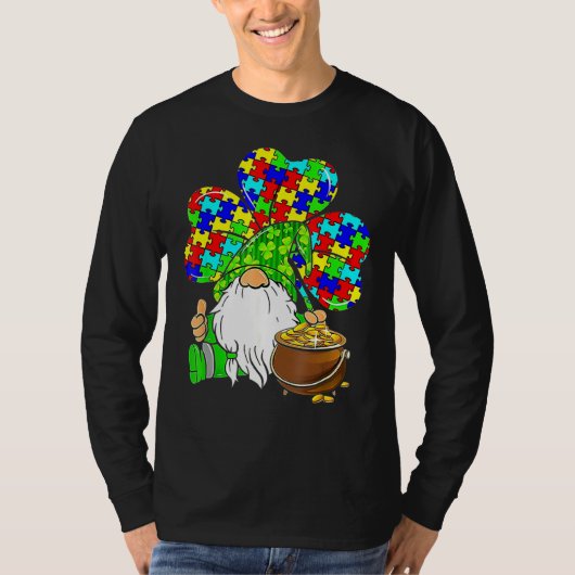 Shamrock Gnome Autism Support Happy St Patricks Da T-shirt (Voorkant)