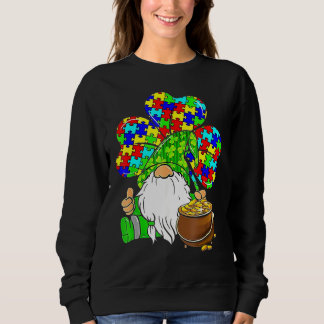 Shamrock Gnome Autism Support Happy St Patricks Da Trui