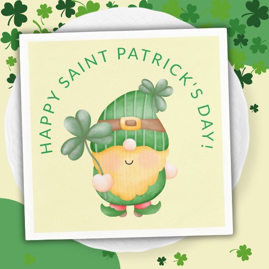 Shamrock Gnome Happy Saint Patricks Dag Servet