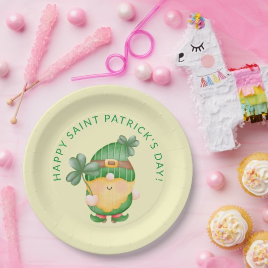 Shamrock Gnome Happy Saint Patrick's Day Papieren Bordje (Feest)