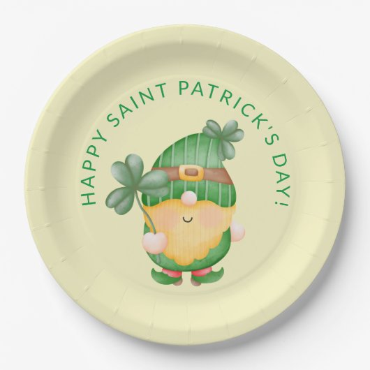 Shamrock Gnome Happy Saint Patrick's Day Papieren Bordje (Voorkant)