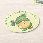 Shamrock Gnome Happy Saint Patrick's Day Ronde Kartonnen Onderzetter (Gebogen)