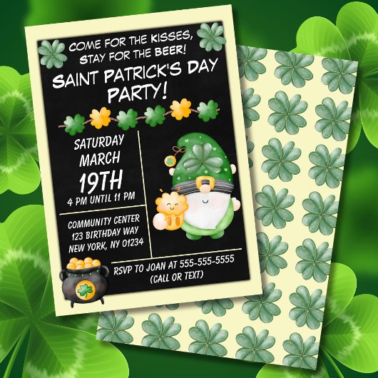 Shamrock Gold Saint Patrick's Day Party Invitation Kaart
