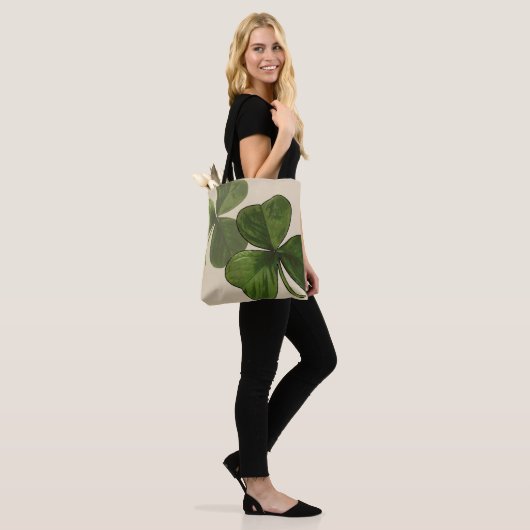 Shamrock Graphical Spring Green op Custom Cream Tote Bag (Op model)
