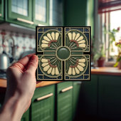 Shamrock Green Abstracte Mid-Century stijl Tegeltje