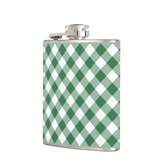 Shamrock Green and White Check Gingham Hip Flask Heupfles (Links)
