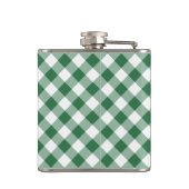 Shamrock Green and White Check Gingham Hip Flask Heupfles (Achterkant)