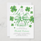 Shamrock Green Bow Lucky Charm 1st Birthday Kaart (Voorkant)