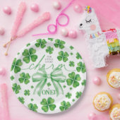 Shamrock Green Bow Lucky Charm 1st Birthday Papieren Bordje (Feest)