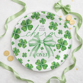 Shamrock Green Bow Lucky Charm 1st Birthday Papieren Bordje