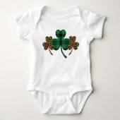 Shamrock Green Buffalo Plaid Patroon Luipaard Prin Romper (Voorkant)