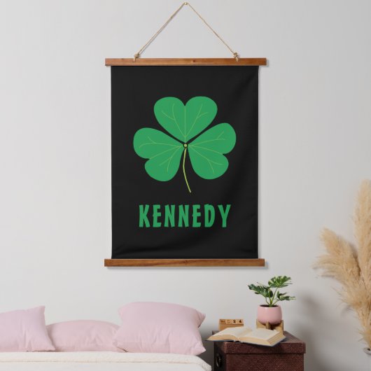 Shamrock Green Clover Ireland Celtic Irish Name Hangend Wandkleed (Slaapkamer)