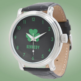 Shamrock Green Clover Ireland Celtic Irish Name Horloge