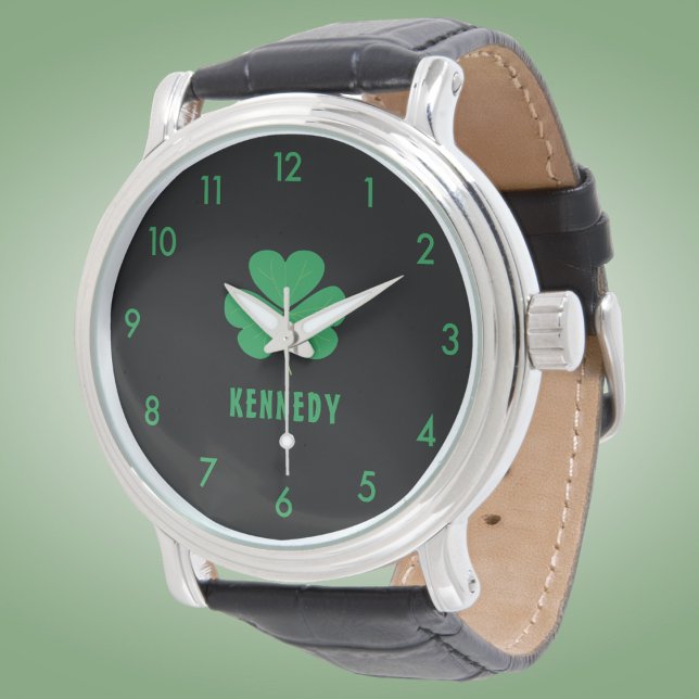 Shamrock Green Clover Ireland Celtic Irish Name Horloge (Creator heeft geüpload)