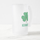 Shamrock Green Clover Ireland Celtic Irish Name Matglas Bierpul (Voorkant rechts)