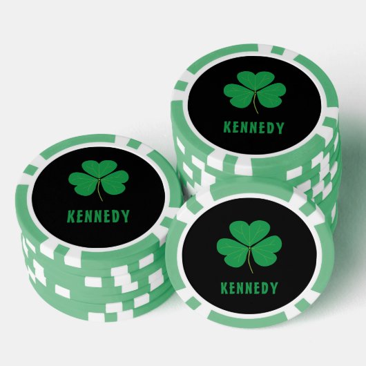 Shamrock Green Clover Ireland Celtic Irish Name Poker Chips (Opstapeling)