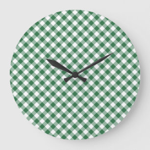 Shamrock Green en White Check Gingham Wandklok