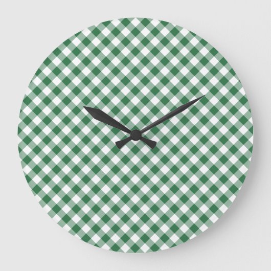 Shamrock Green en White Check Gingham Wandklok (Voorkant)
