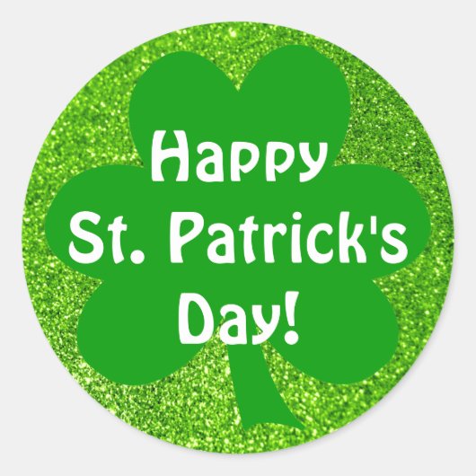 Shamrock Green Glitter Happy St. Patrick's Day Ronde Sticker (Voorkant)