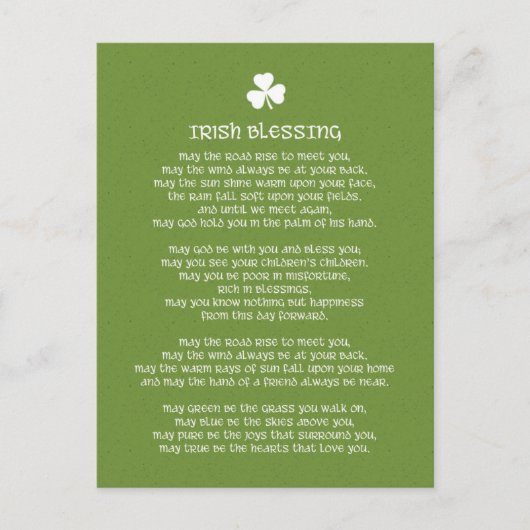 Shamrock Green Irish Blessing Briefkaart (Voorkant)