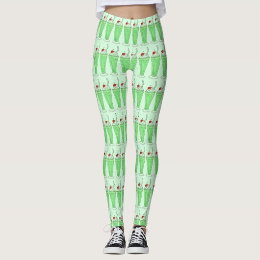 Shamrock Green Mint Shake Milkshake Food Leggings (Voorkant)