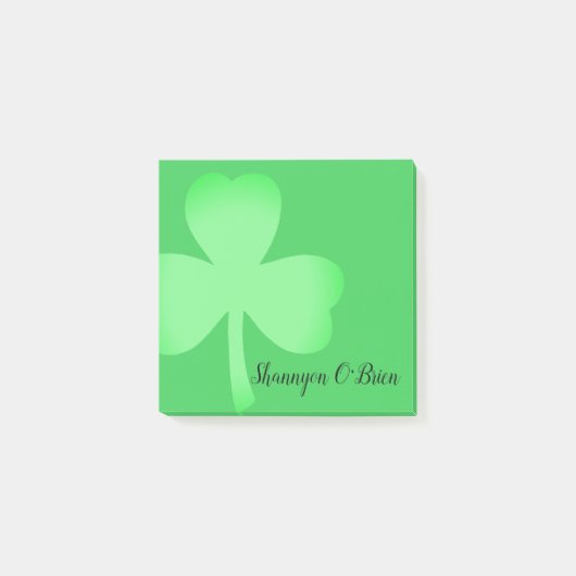 Shamrock Green Modern Script Monogramed Name 3x3 Post-it® Notes (Voorkant)