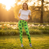Shamrock Green Patrick`s Day Pattern Leggings