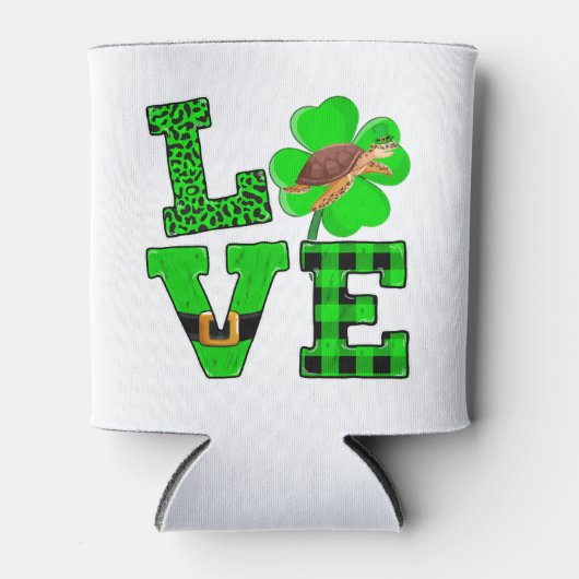 Shamrock Green Plaid Love Sea Turtle St Patrick'S Blikjeskoeler (Voorkant)