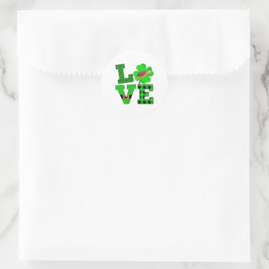 Shamrock Green Plaid Love Sea Turtle St Patrick'S Ronde Sticker (Tas)