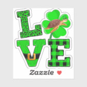 Shamrock Green Plaid Love Sea Turtle St Patrick'S Sticker (Vel)