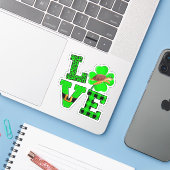 Shamrock Green Plaid Love Sea Turtle St Patrick'S Sticker (Laptop met iPhone)